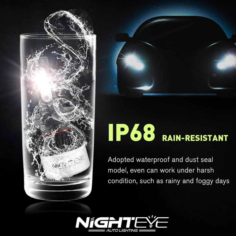 NIGHT EYE 6500K Long Life LED Headlight Bulbs (H7/ H4/H8/H9/H11/HB3/9005/HB4/9006/ - Image 6