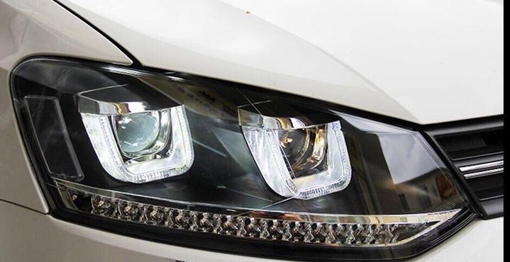 VOLKSWAGEN POLO 6C/6R LED DEVIL HEADLIGHTS - BLACK CASING (2009-2017 MODELS)