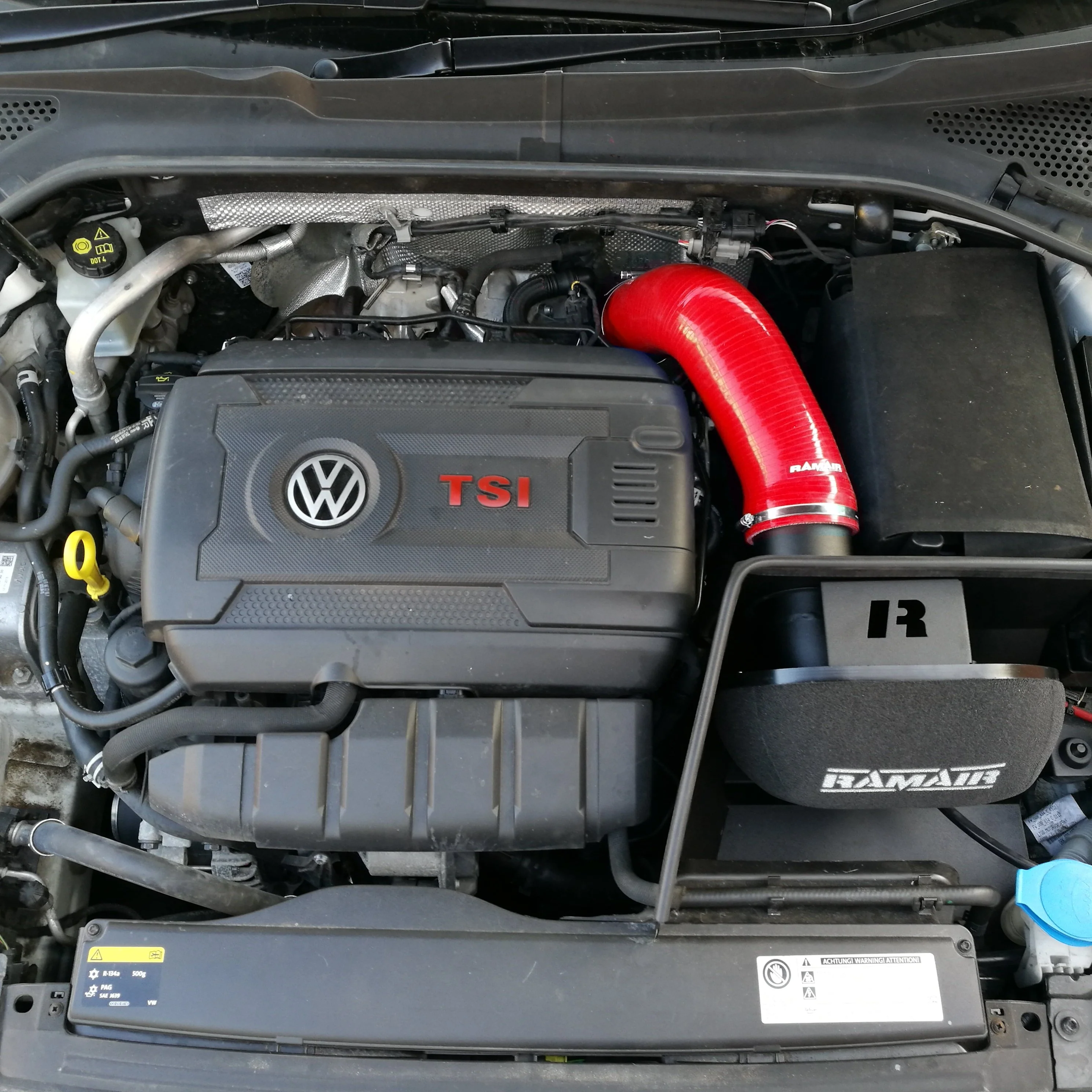 Air Filter & Heat Shield Induction Kit Ramair – Red Intake Hose– VW MK7 Golf GTI & R, Audi A3, S3 8V, Seat Leon Cupra 280 & Skoda Octavia RS - Image 6