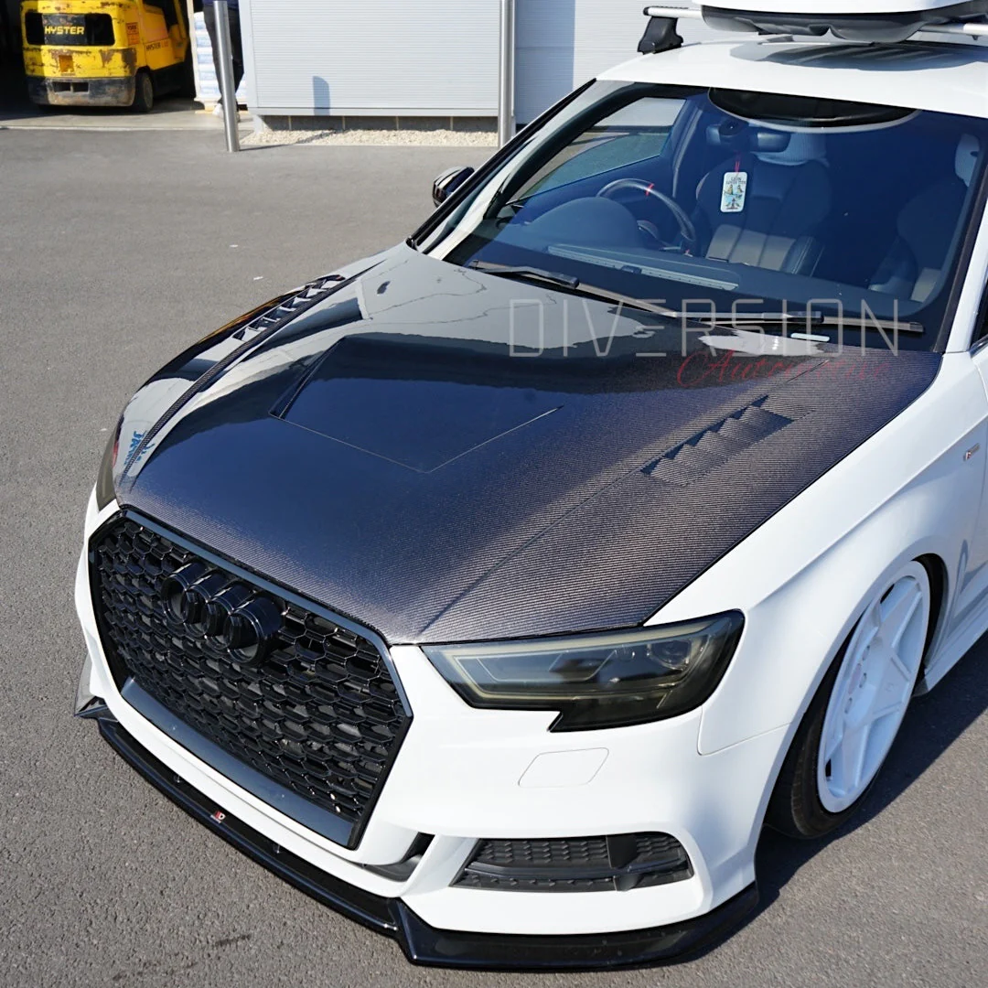 Audi A3/S3/RS3 8V Hatchback LY Style Genuine Carbon Fibre Bonnet (2012-2020) - DAS - Image 9
