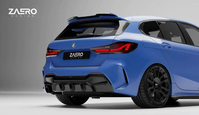 BMW 1 SERIES M SPORT F40 SINGLE EXIT (116I 116D 118I 118D) EVO-1 GLOSS BLACK REAR DIFFUSER BY ZAERO (2019+) - Image 3
