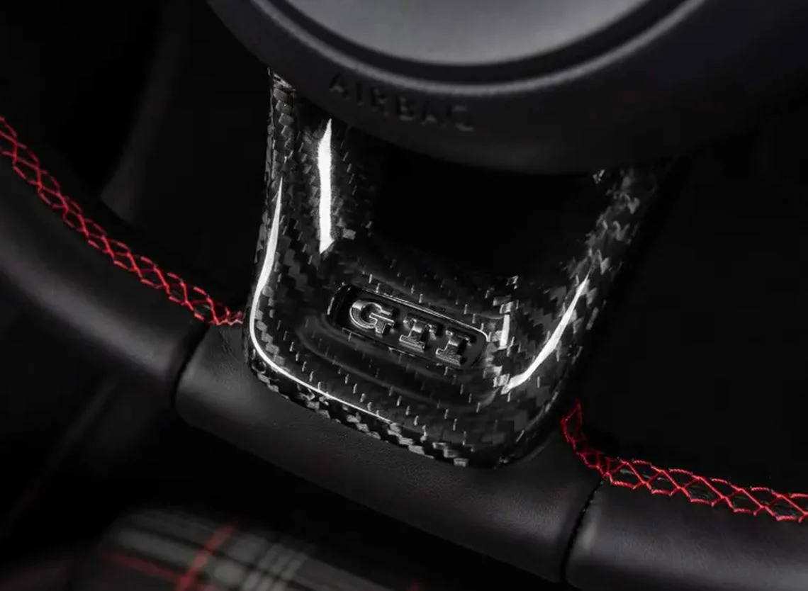 ECS Tuning Steering Wheel Hub Overlay - Black Carbon Fibre - MK6 Polo - Image 2