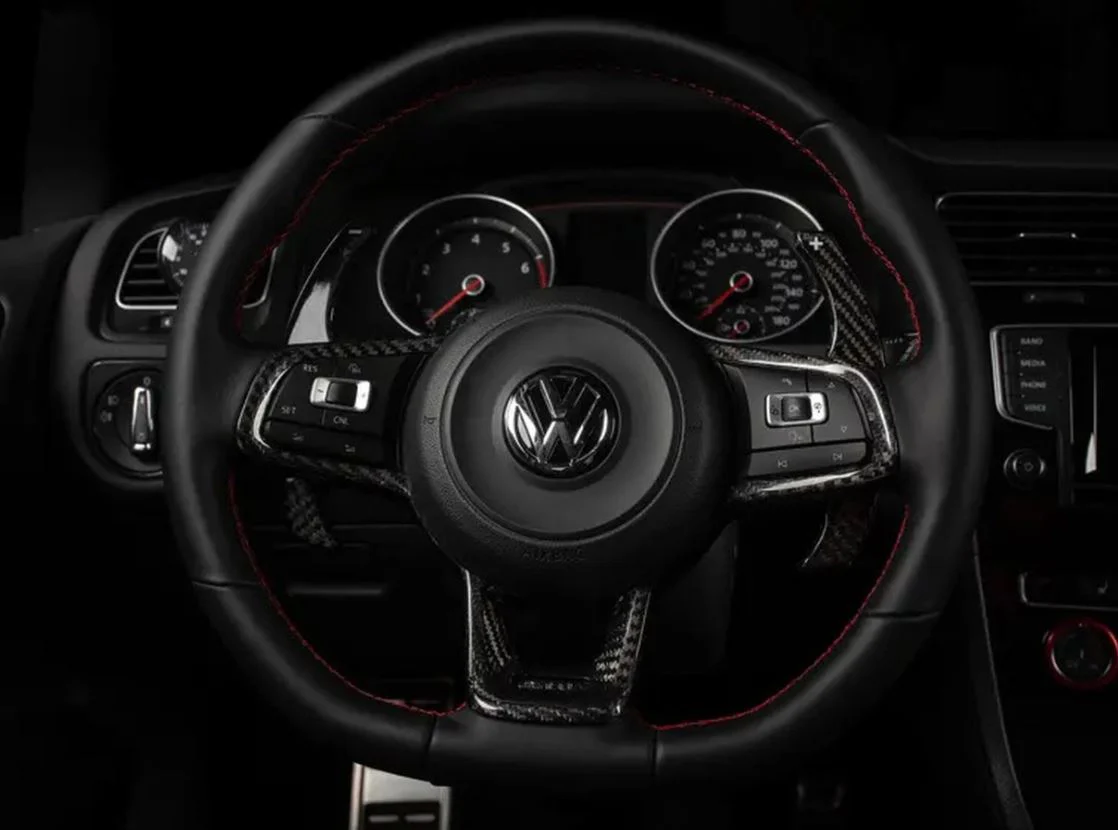 ECS Tuning Steering Wheel Hub Overlay - Black Carbon Fibre - MK6 Polo - Image 3