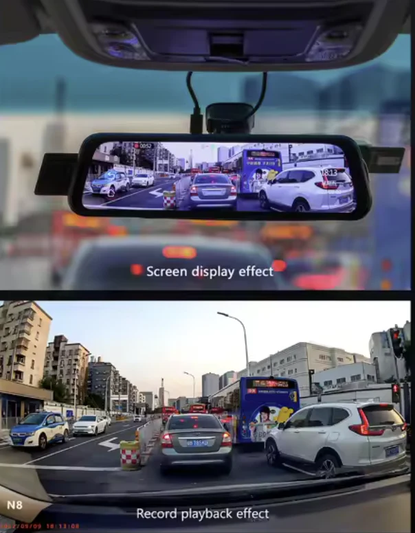 DIVEYE - 9.66-inch Touch Screen Dashcam / Mirror (Front 4K and Rear 1080P) + ADAS and BSD Functions - Image 3