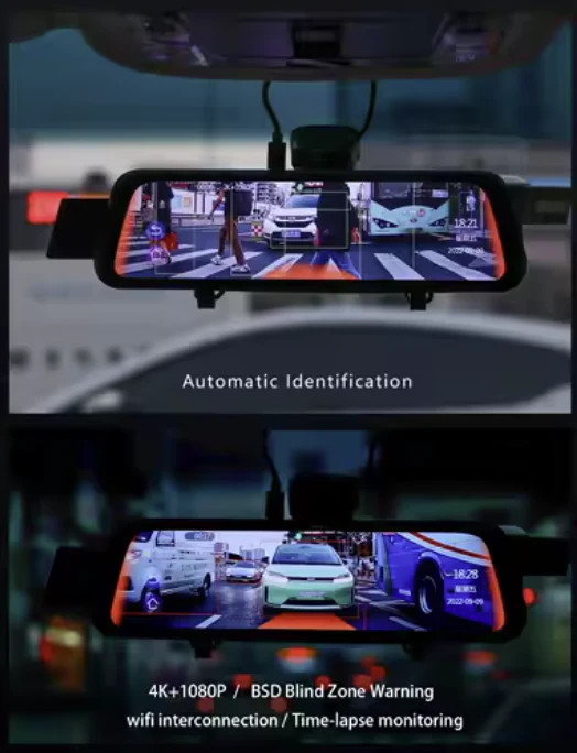 DIVEYE - 9.66-inch Touch Screen Dashcam / Mirror (Front 4K and Rear 1080P) + ADAS and BSD Functions - Image 5