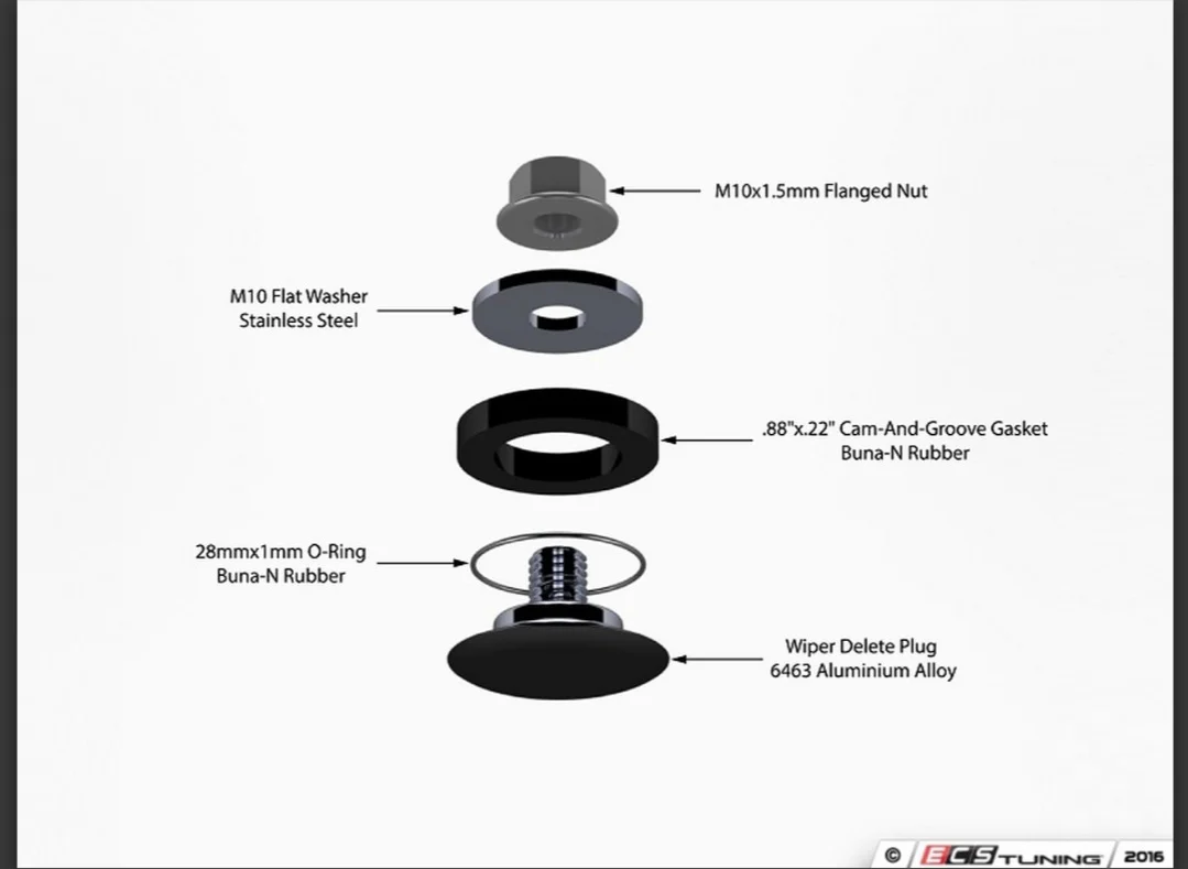 ECS Tuning Billet Aluminium Rear Wiper Delete Plug VAG range - Image 7