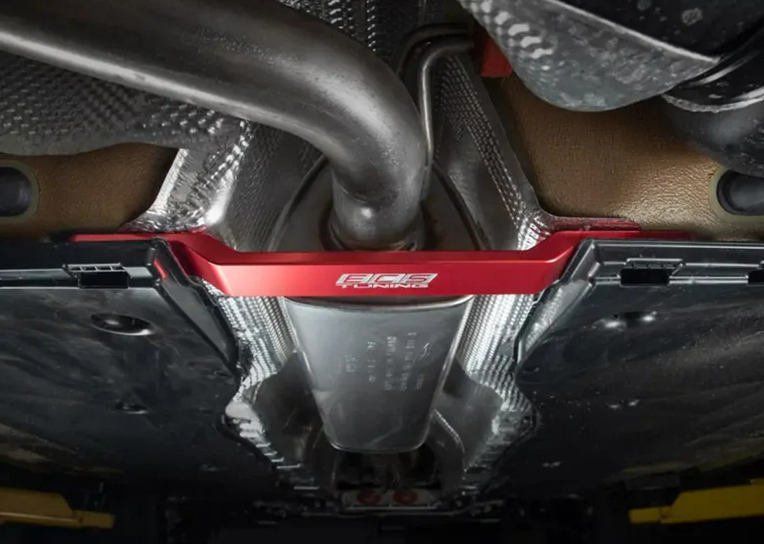 ECS Tuning Billet Aluminum Rear Tunnel Brace Red Anodized - MQB - Image 2