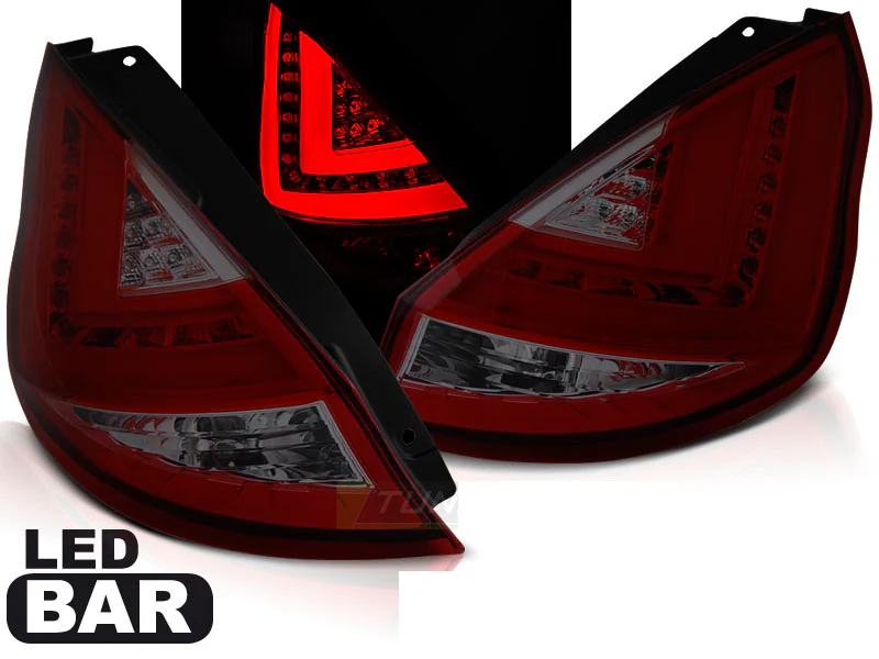 Ford Fiesta MK7.5 LED Custom Tail Lights (2013-2017) SMOKED RED - Image 2