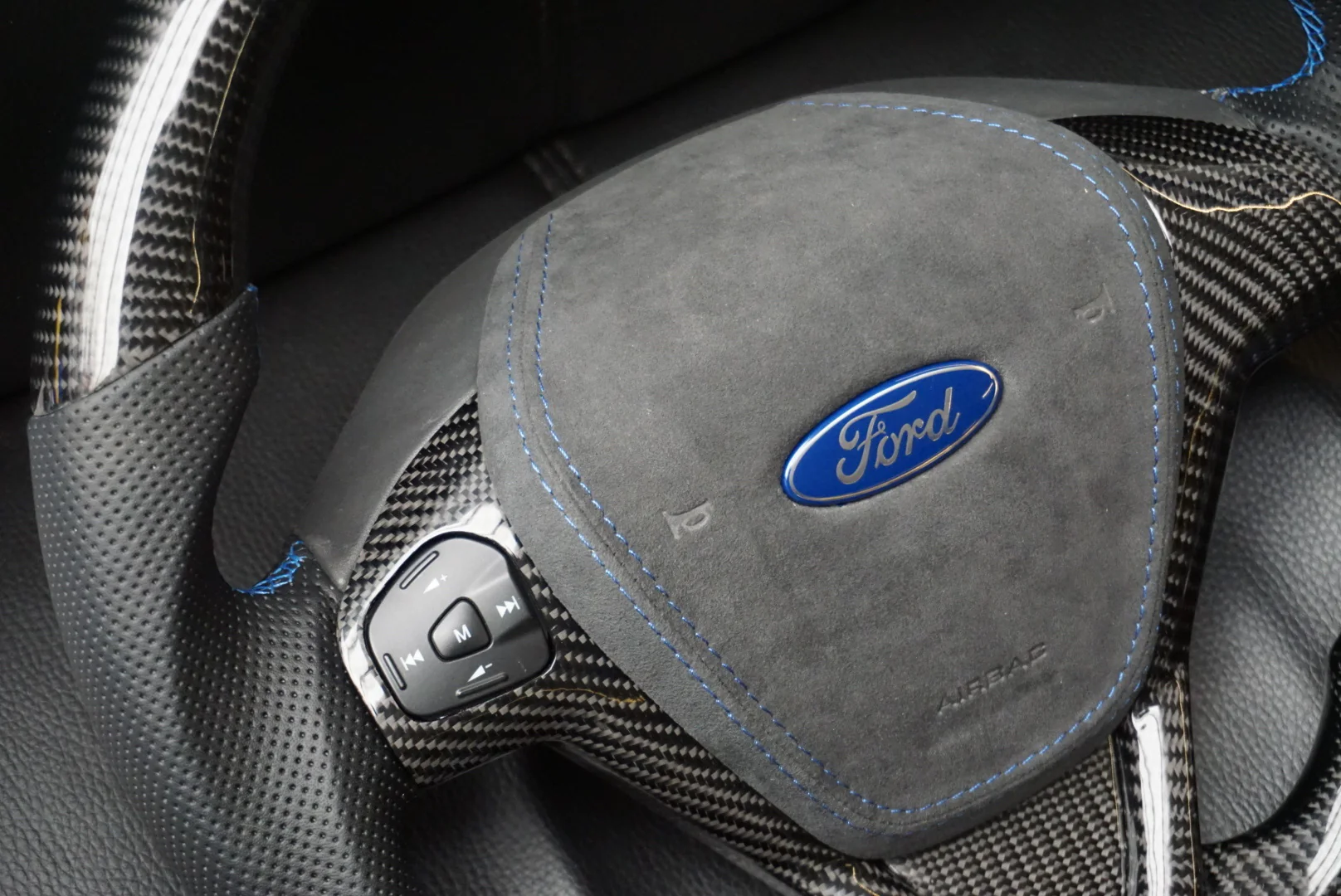 Ford Fiesta MK7 / MK7.5 Premium Alcantara Stitched Steering Wheel Airbag Cover (DIVERSION) - Image 3