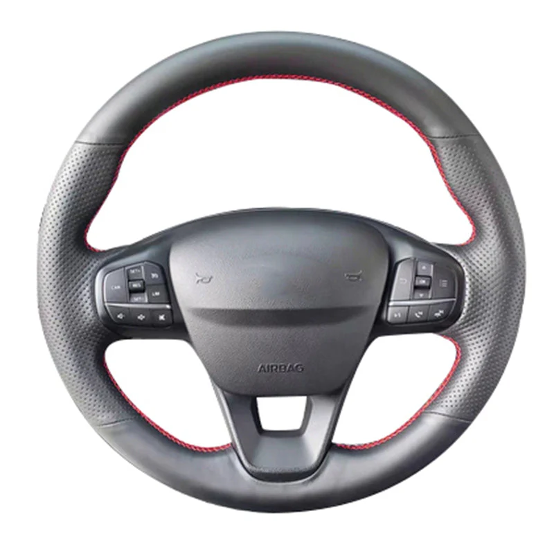 Ford Focus MK4 Smooth Leather / Perforated Leather Steering Wheel Cover (2018+ Models)