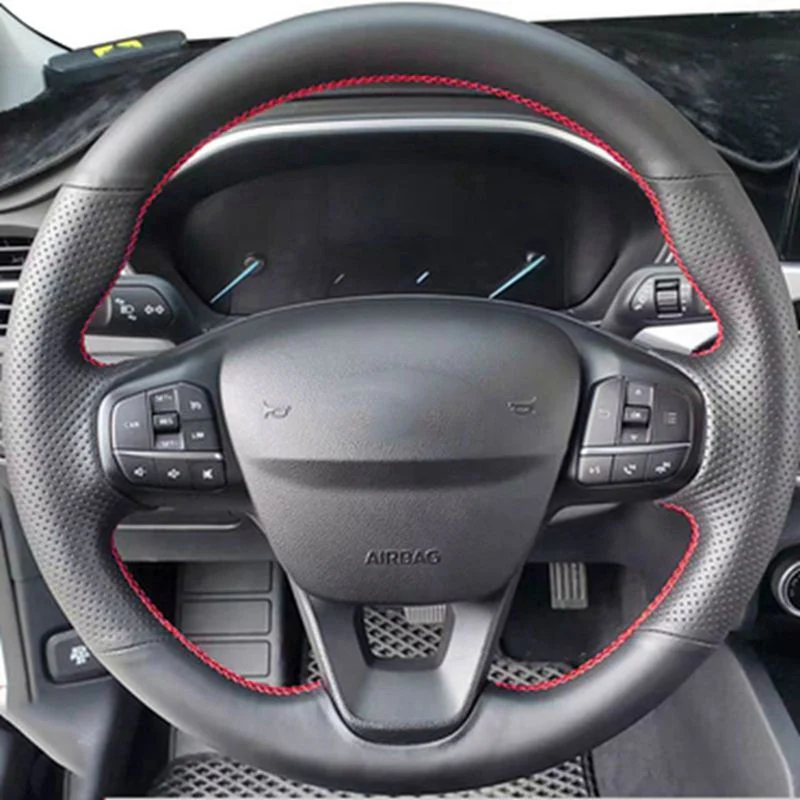 Ford Focus MK4 Smooth Leather / Perforated Leather Steering Wheel Cover (2018+ Models) - Image 2