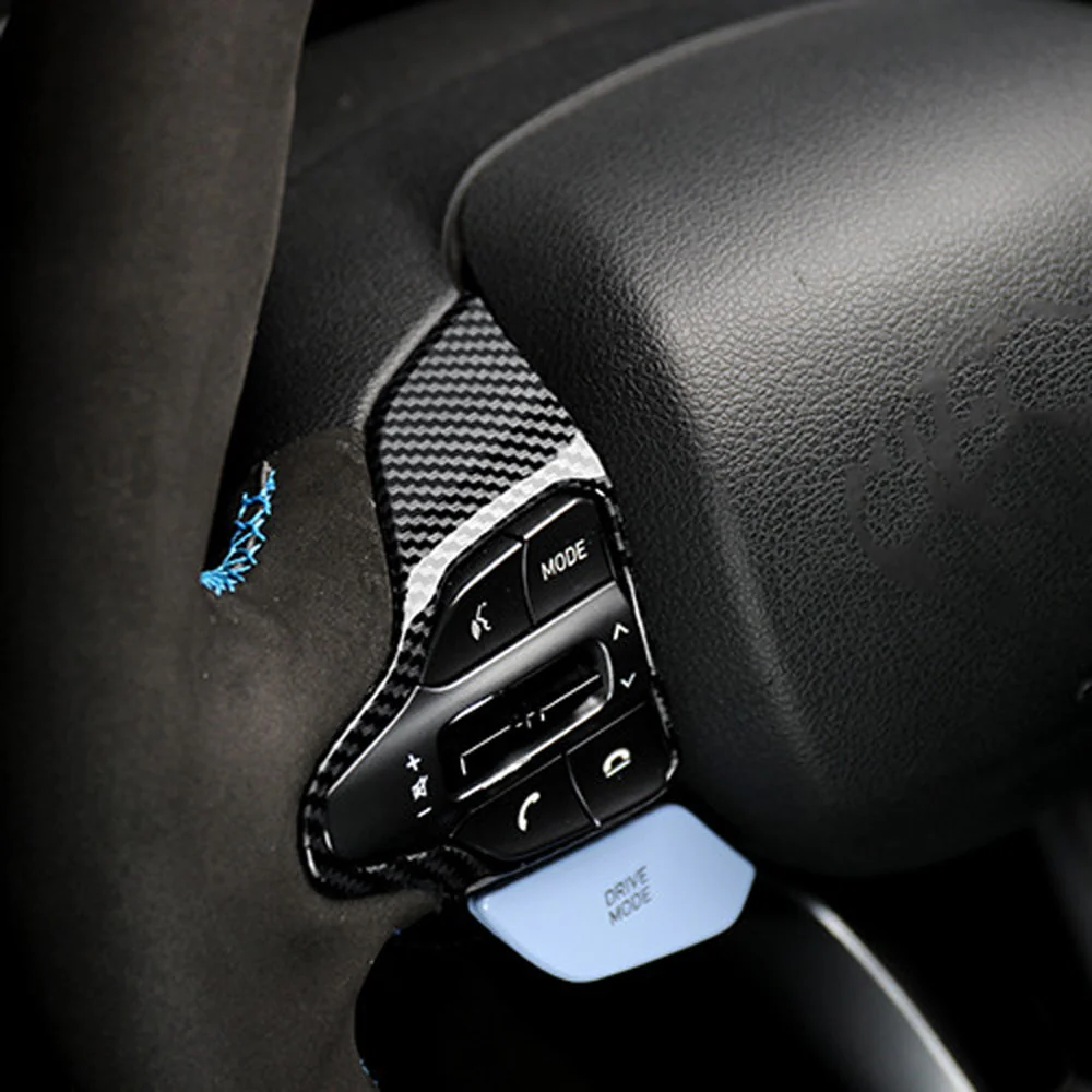 Hyundai i30 / i30N Steering Wheel Carbon Fibre Look Button Trim Cover (2017+ Models) - Image 2