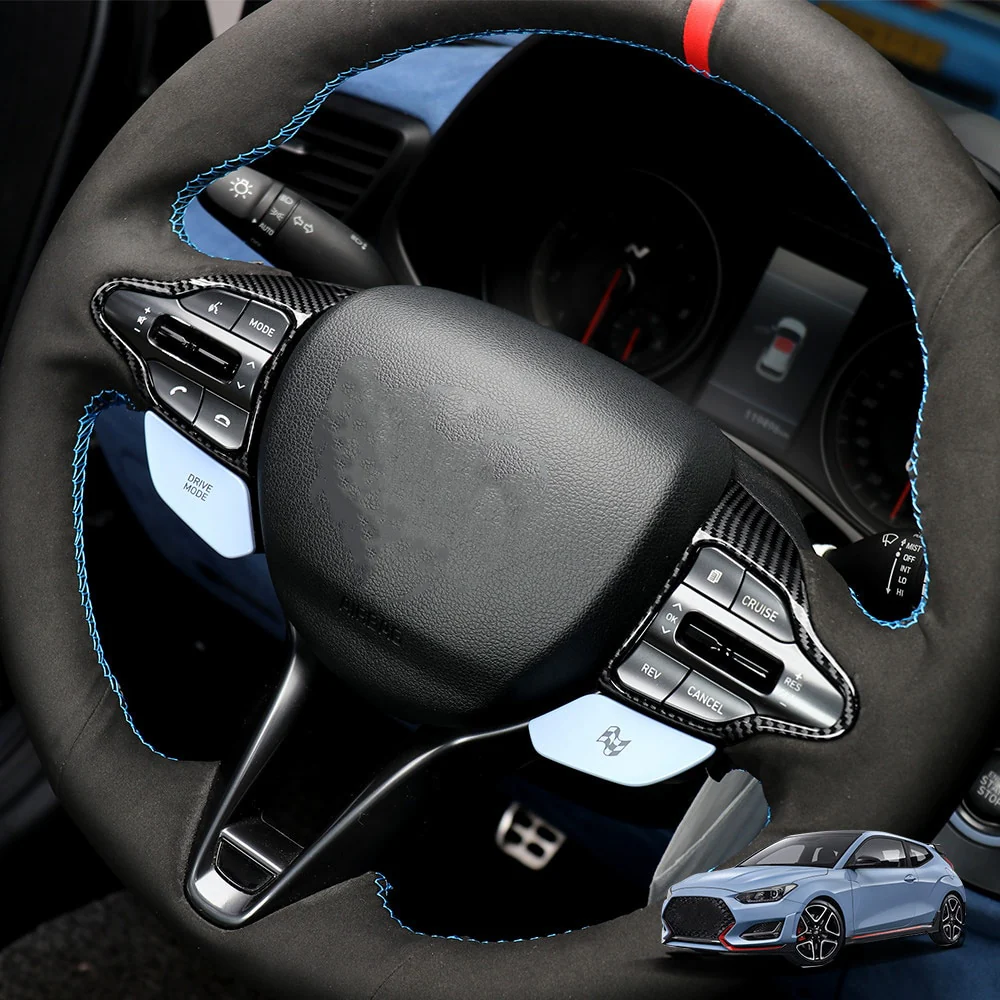 Hyundai i30 / i30N Steering Wheel Carbon Fibre Look Button Trim Cover (2017+ Models) - Image 4