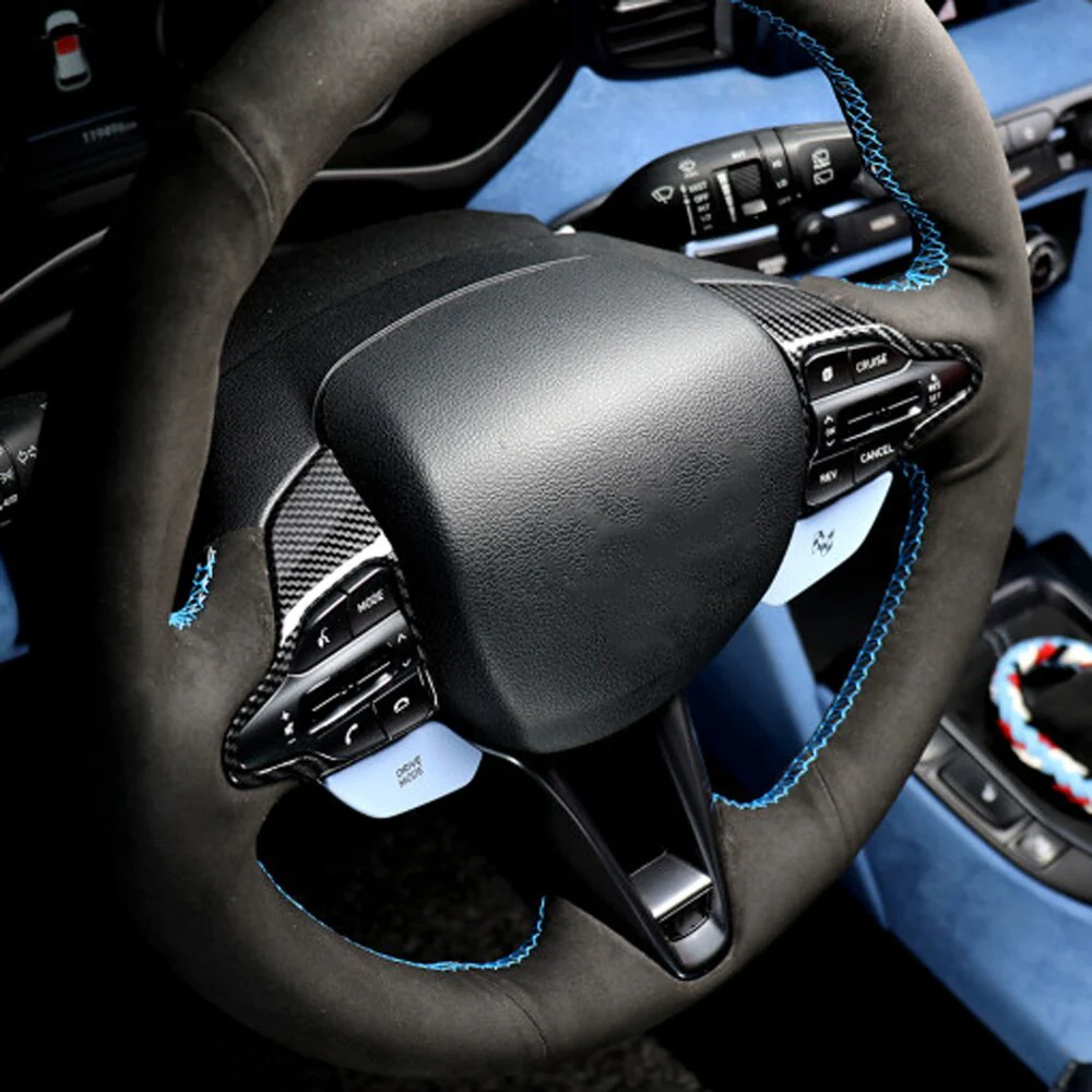 Hyundai i30 / i30N Steering Wheel Carbon Fibre Look Button Trim Cover (2017+ Models) - Image 6