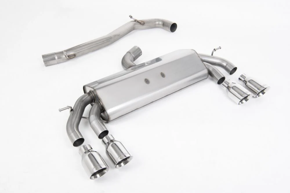 Milltek Volkswagen Golf Mk7.5 R 2.0 TSI 310PS (Non-GPF Models Only) (17+) Cat-back Non-Valved Race System. Non-resonated (louder). Polished GT-100 Round Tips