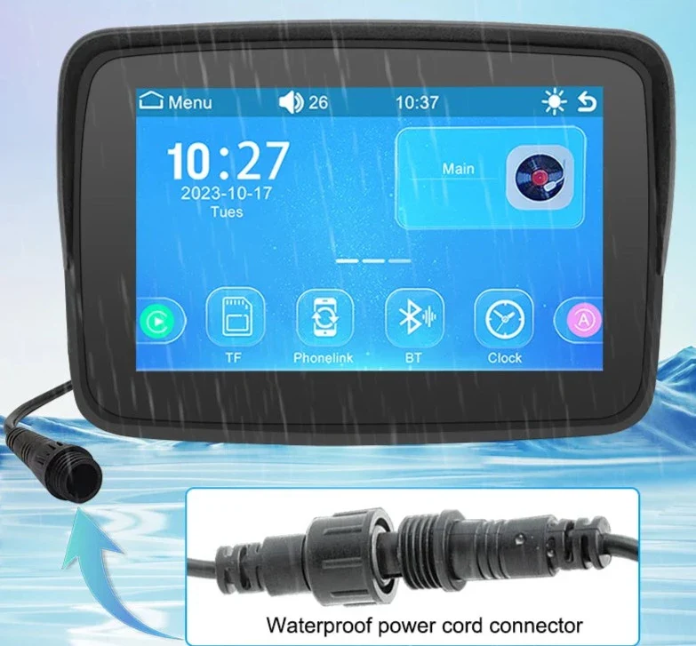 Motorcycle / ATV Wireless Apple Carplay / Android Auto Display & Bracket Kit IPX7 (Waterproof) - Image 3