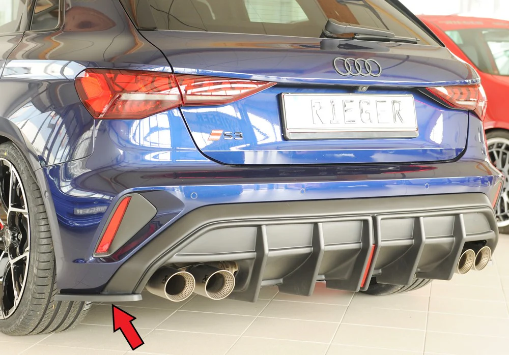 Rieger Audi S3/A3 S-Line (8Y) Sportback Facelift Rear Side Splitters - Image 3