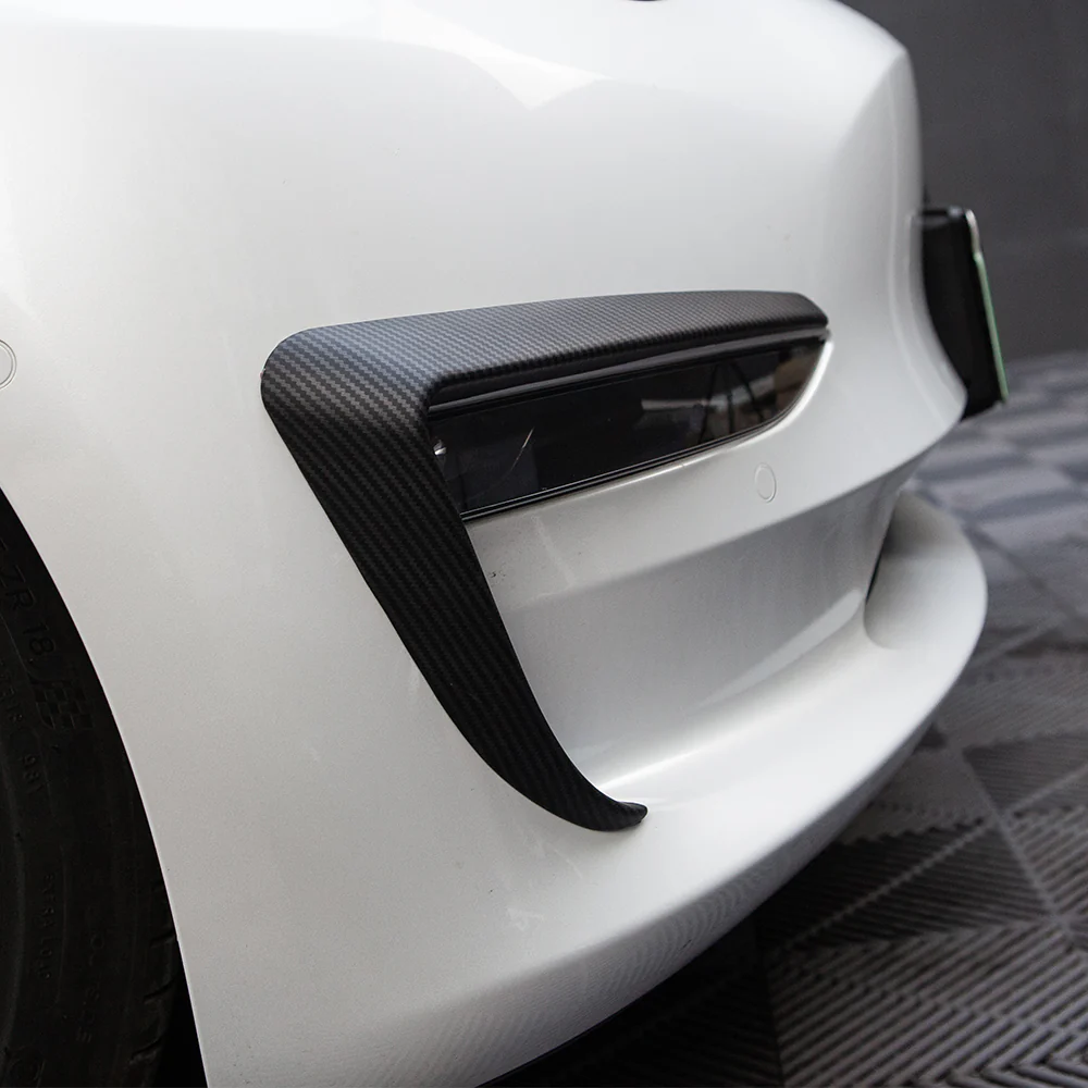 Tesla Model 3 Front Gloss Black / Carbon Fibre Look Canard Set (2017 Onwards) - Image 3