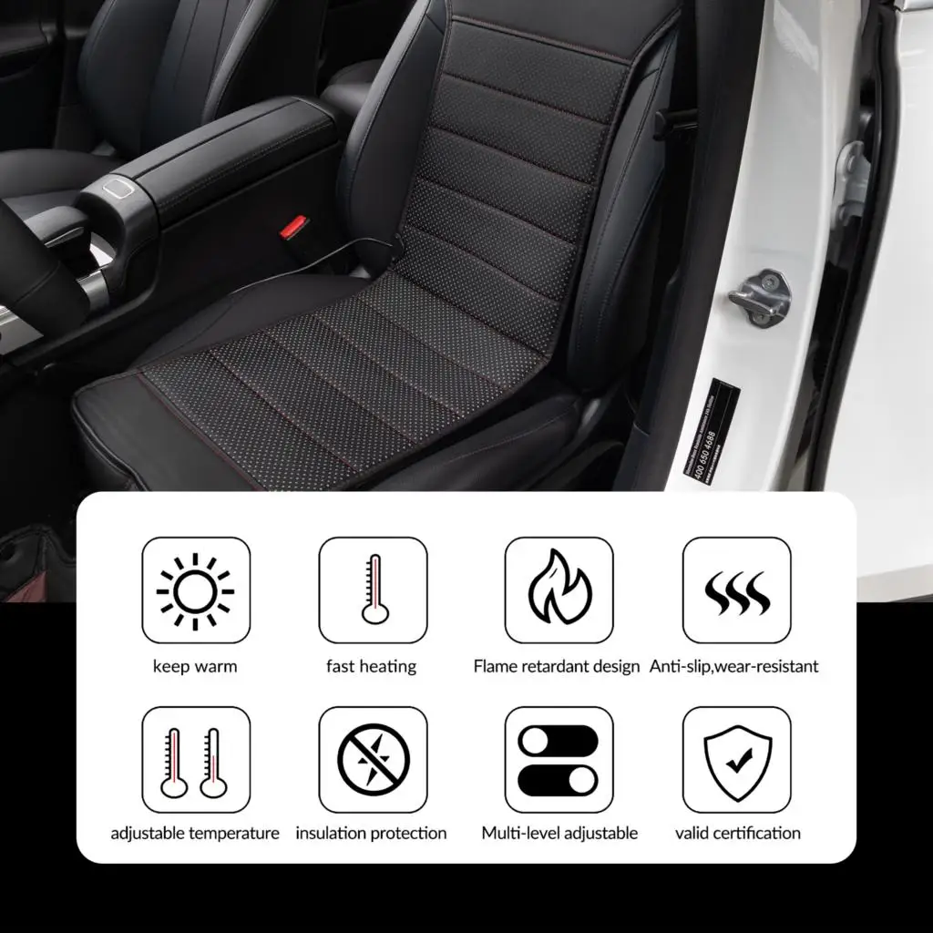 Universal Car 12V Heated Seat Cover In Perforated Leather + Remote Control - Image 4