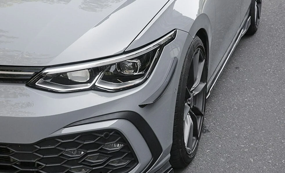 Volkswagen Golf MK8 Gloss Black / Carbon Look Front Bumper Canards (2021+ Models) - Image 2