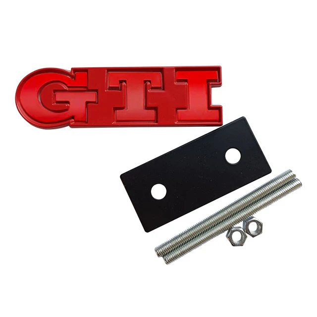 Volkswagen GTI Front Grille Replacements Badges - Gloss Red Backing Plate - Image 5