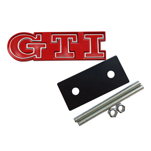 Volkswagen GTI Front Grille Replacements Badges - Gloss Red Backing Plate - Image 7