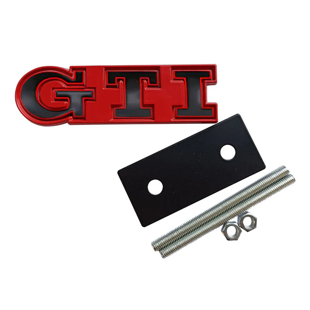Volkswagen GTI Front Grille Replacements Badges - Gloss Red Backing Plate - Image 9