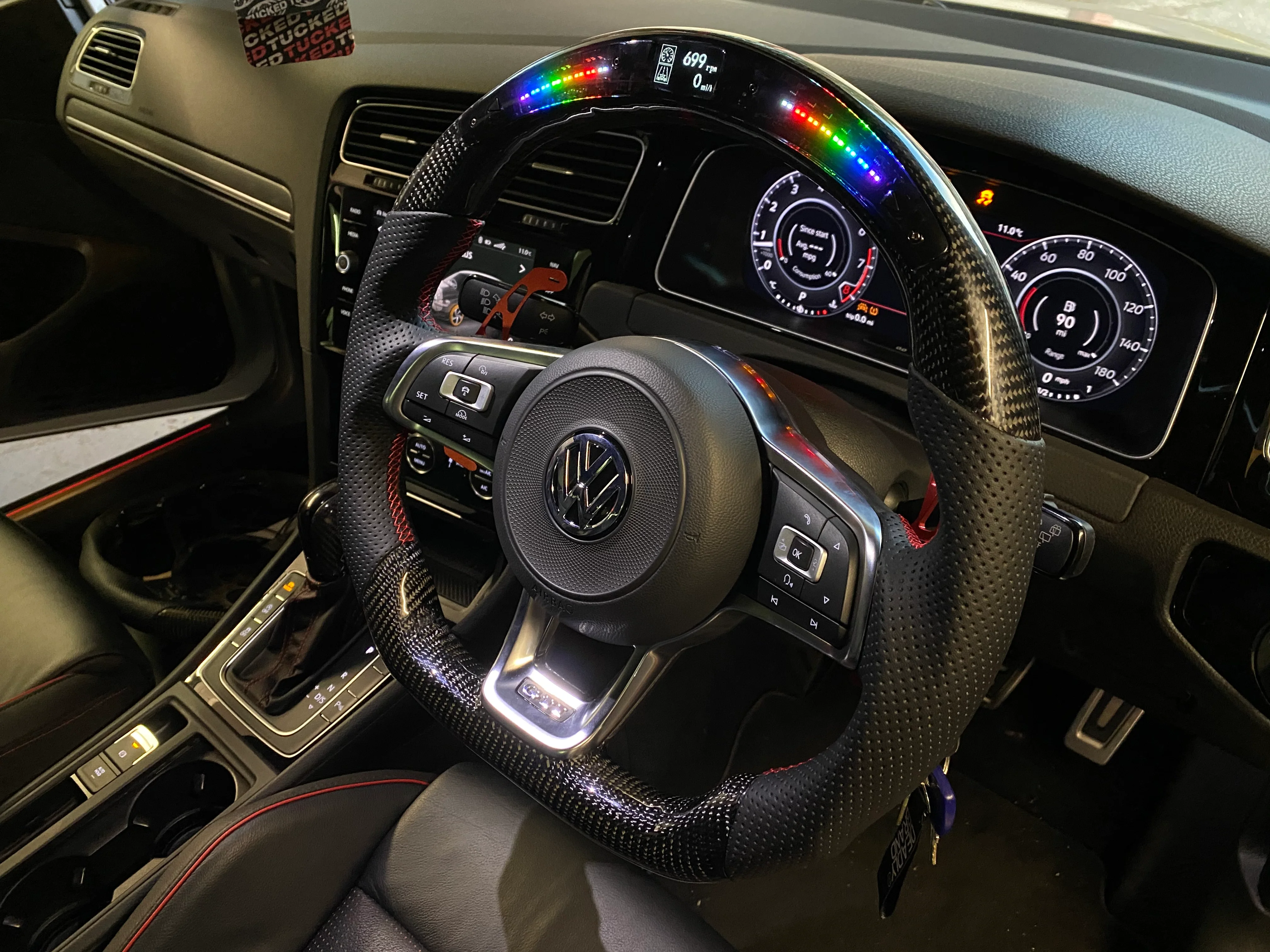 Volkswagen Polo 6C GTI / GT / R Line LED Display Carbon Fibre Steering Wheel (LED CUSTOM / 2014 - 2017 Models) - Image 5