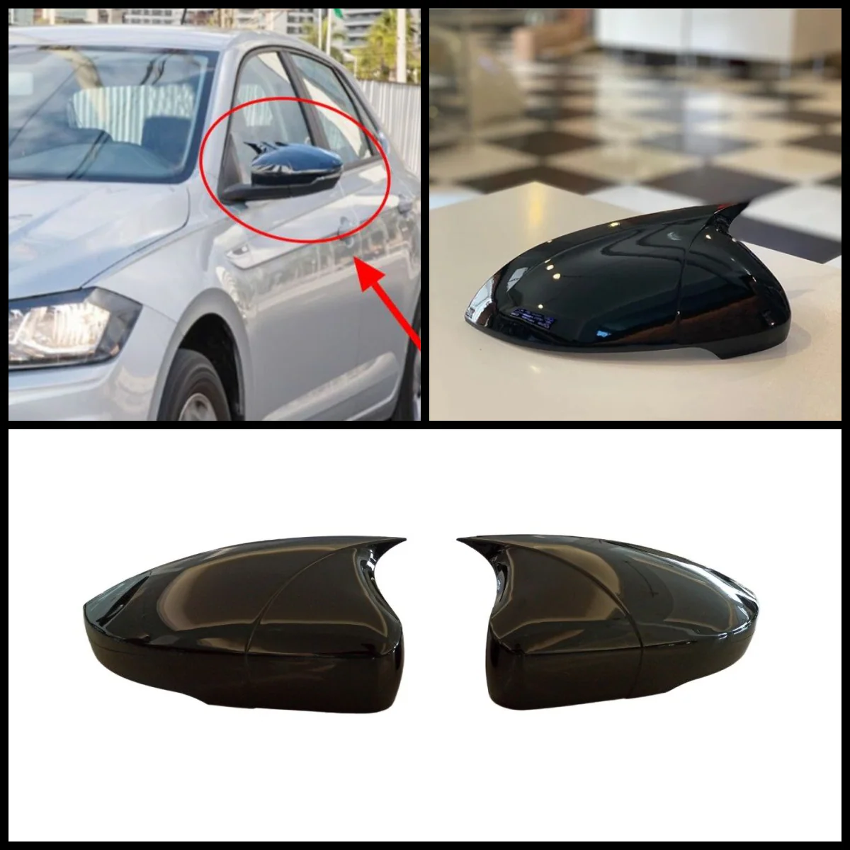 Volkswagen Polo AW MK6 'Batman' Style Mirror Covers (2018+ Models)