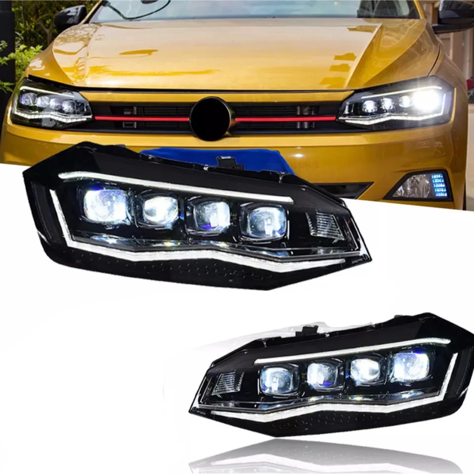 Volkswagen Polo MK6 AW Chiron Style All LED Headlights With Light Show And Dynamic Indicators (2018 - 2022) (All LED Light Show Headlight) - Image 2