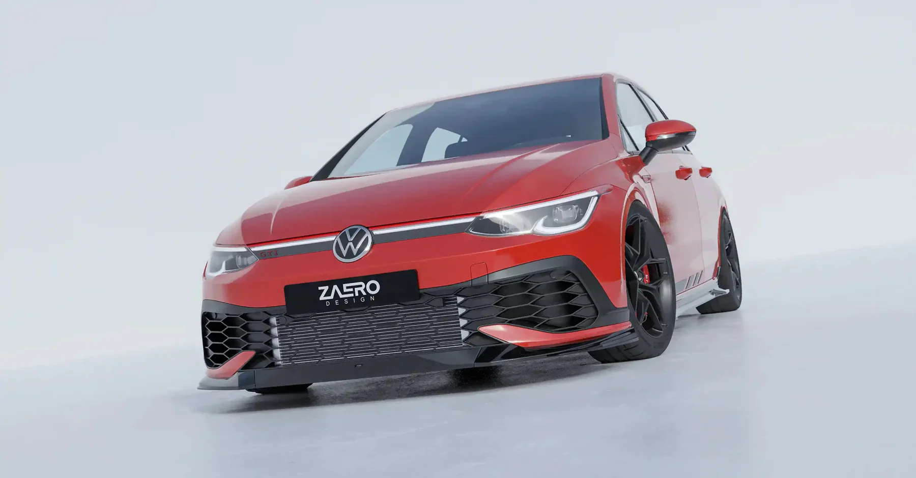 VW Golf GTI Clubsport Mk8 EVO-1 Gloss Black Front Splitter by ZAERO (2020+) - Image 2