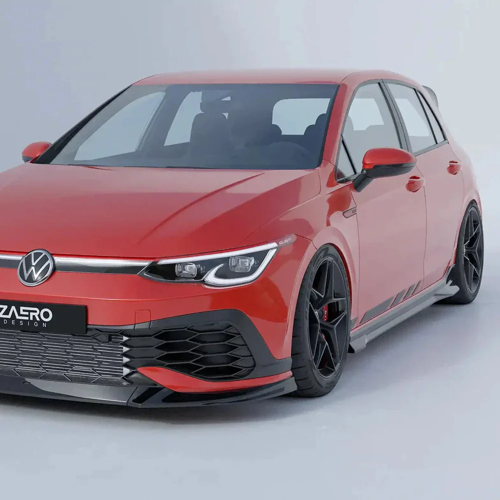 VW Golf GTI Clubsport Mk8 EVO-1 Gloss Black Front Splitter by ZAERO (2020+) - Image 4
