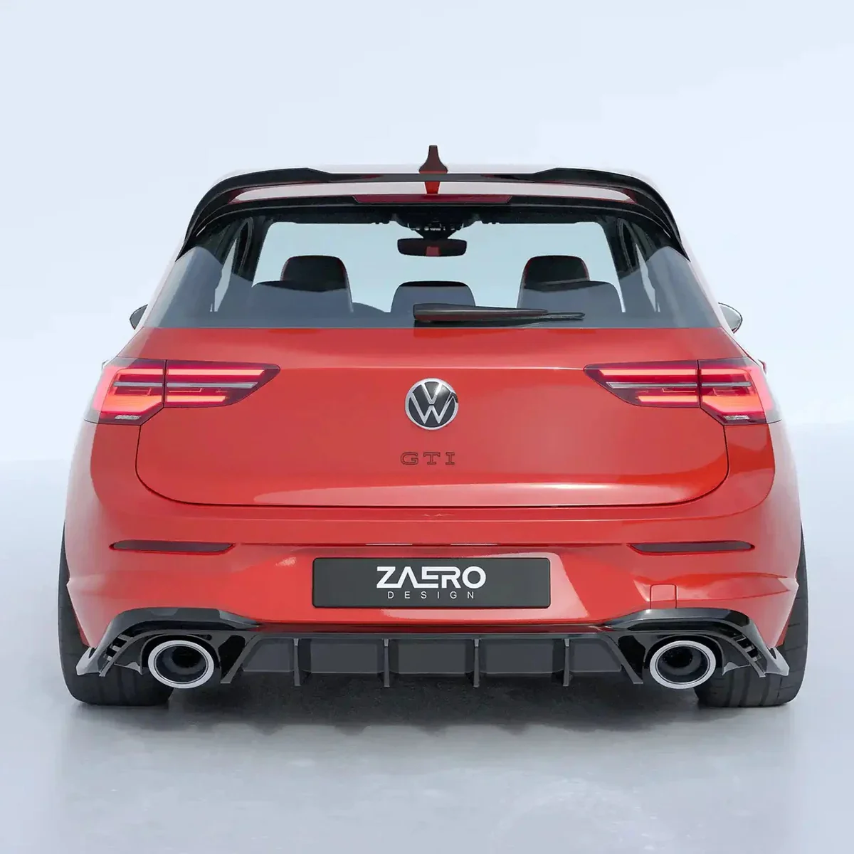 VW Golf GTI Clubsport Mk8 EVO-1 Gloss Black Rear Diffuser by ZAERO (2020+) - Image 2