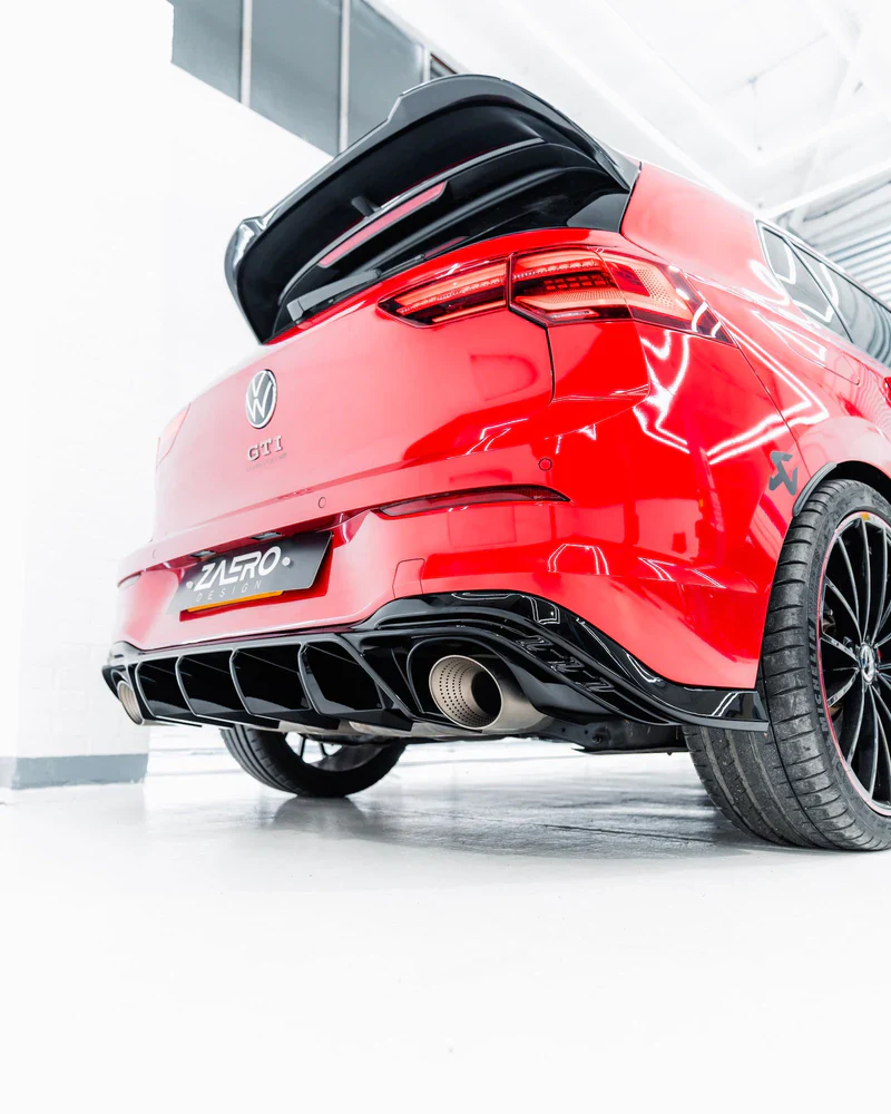 VW Golf GTI Clubsport Mk8 EVO-1 Gloss Black Rear Diffuser by ZAERO (2020+) - Image 4