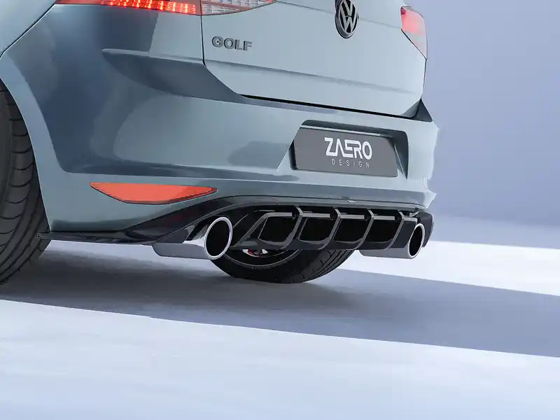 VW GOLF GTI MK7 EVO-1 GLOSS BLACK REAR DIFFUSER BY ZAERO (2013-2017) - Image 2