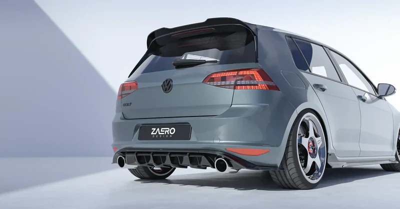 VW GOLF GTI MK7 EVO-1 GLOSS BLACK REAR DIFFUSER BY ZAERO (2013-2017) - Image 4