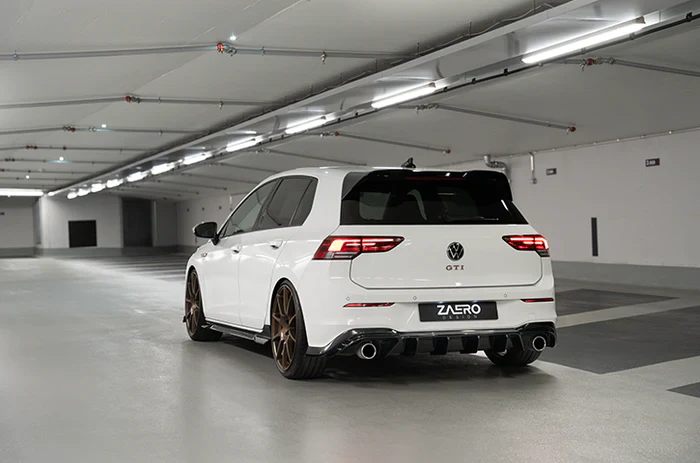 VW GOLF GTI MK8 EVO-1 GLOSS BLACK REAR DIFFUSER BY ZAERO (2020+) - Image 2