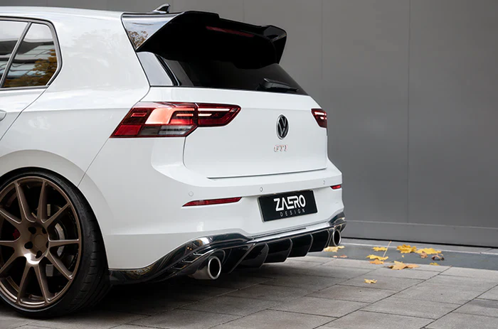 VW GOLF GTI MK8 EVO-1 GLOSS BLACK REAR DIFFUSER BY ZAERO (2020+) - Image 4
