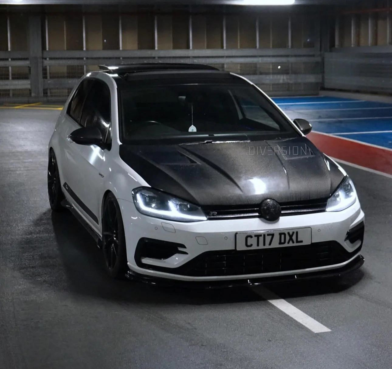 VW GOLF R MK7.5 EVO-1 GLOSS BLACK FRONT SPLITTER BY ZAERO (2017-2020) - Image 2