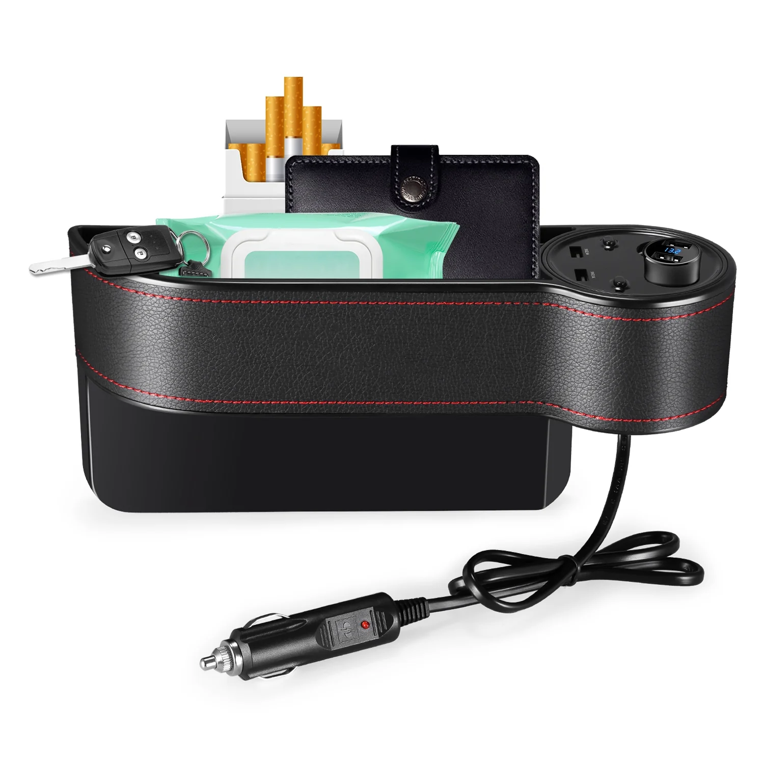 ZEEPIN C15 Multi-use Car Seat Gap Storage Box Voltage Display - Image 3