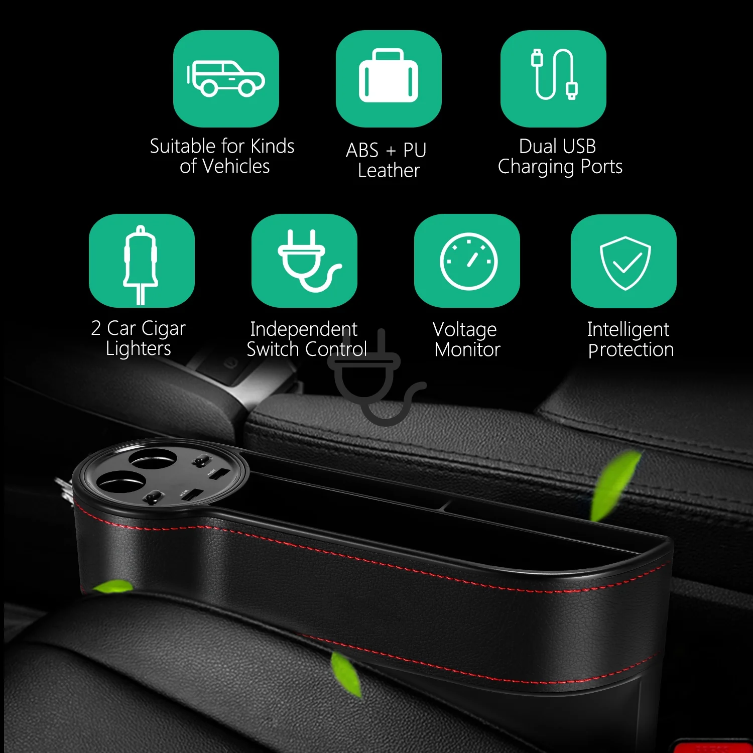 ZEEPIN C15 Multi-use Car Seat Gap Storage Box Voltage Display - Image 5